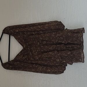 entro Brown Floral Tiered Mini Dress